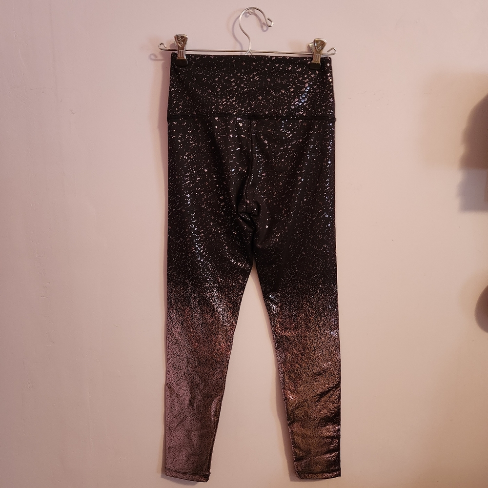 Felina Black Lavender Metallic Stardust Workout High Waisted Leggings size S - Picture 4 of 7